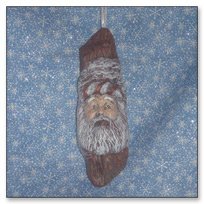 Santa Ornament Woodlike with Ribbon