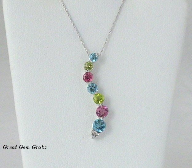 Journey Necklace Tourmaline Peridot Topaz Diamonds New