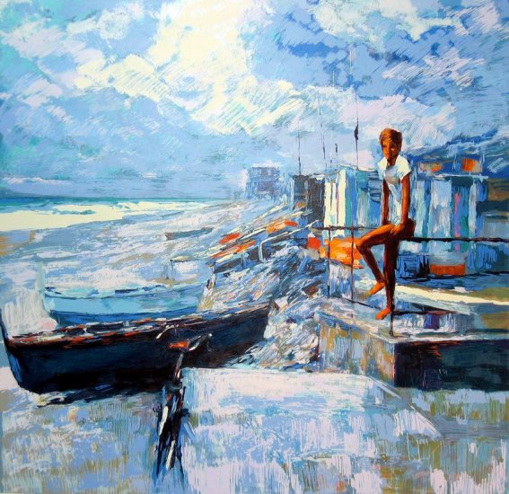 <strong>PRAIA A'MARE</strong> by Nicola Simbari <br>(Serigraph - Acrylic on Paper)