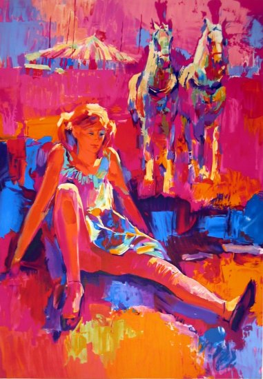 <strong>L'ECUYERE</strong> by Nicola Simbari <br>(Serigraph - Acrylic on Paper)