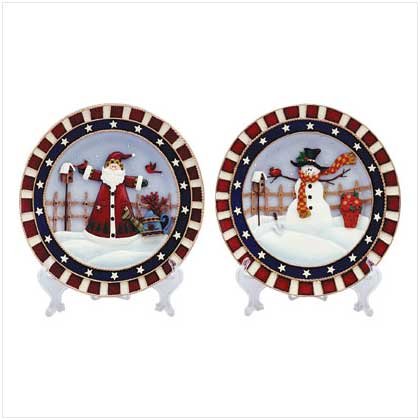 #34579 Christmas Plate Set With Display Stands
