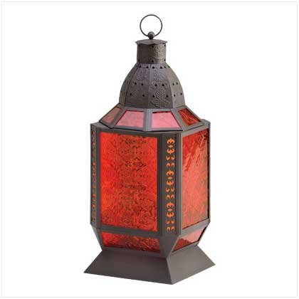 #38372 Amber Square Moroccan Lantern