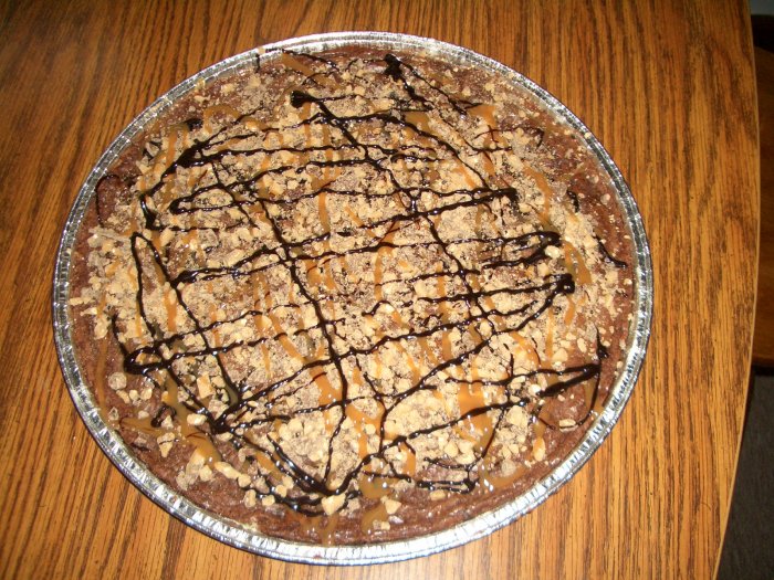 Carmel Fudge Brownie Pizza