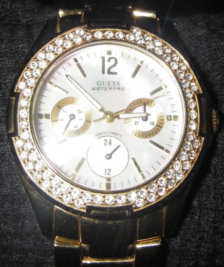 Men's Goldtone CZ Guess Watch