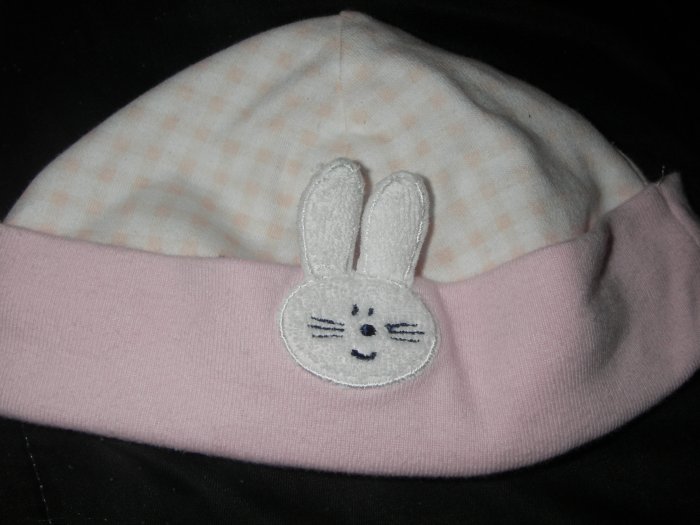 Girl's Pink & White Romper w/Matching Hat Sz:0-3Mos