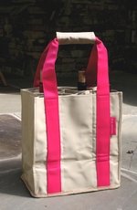 "Fine Whines" Party To Go Tote Pink/Tan