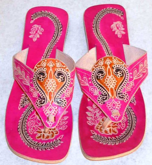 Indian Shantiniketan Print Colorful Chappal Sandal Pink 40