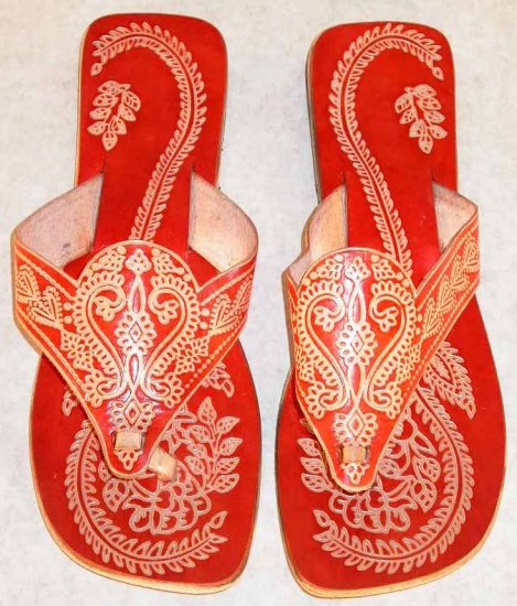 Indian Shantiniketan Print Colorful Chappal Sandal Brown 38