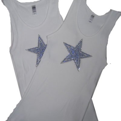 Crystal Design Fitted Tank / White with Blue Star