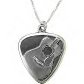 Jeffrey David Silver Guitar Pick with Acoustic Guitar Pendant