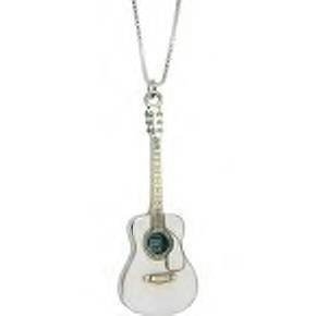 Jeffrey David Silver Acoustic Guitar Pendant Necklace