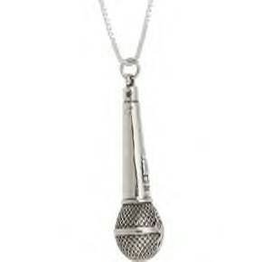 Jeffrey David Silver Microphone Pendant Necklace
