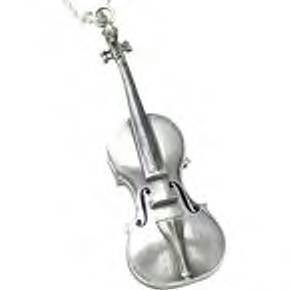 Jeffrey David Sterling Silver Violin Pendant(Silver Chain 18 Inches)