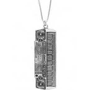 Jeffrey David Silver Electric Keyboard Pendant Necklace