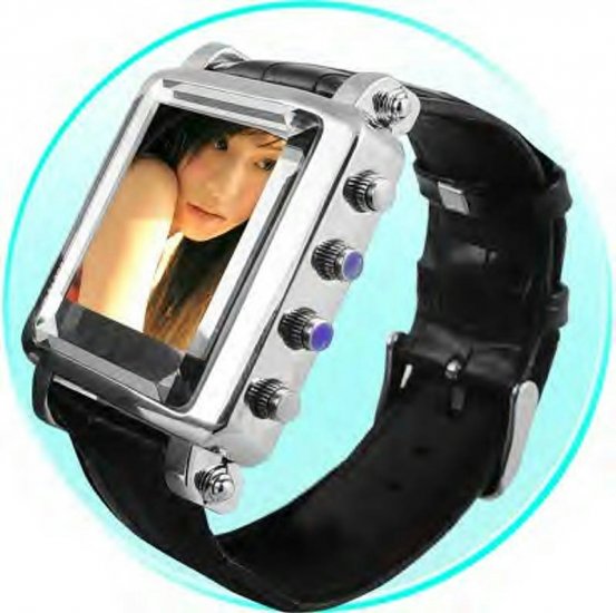 Mens Metallic Watch MP4 Player 2GB - 1.5inch OLED Screen