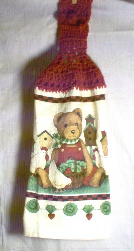 Crochet Top Bear and Birdhouses Kitchen Towel by The Village Craftsmith
