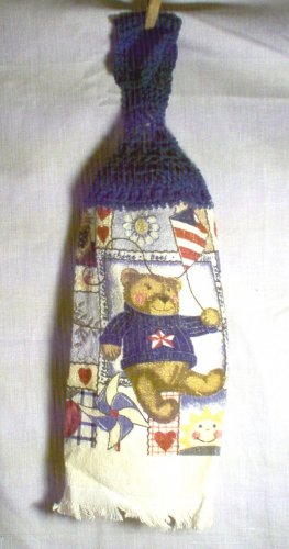 Crochet Top Patriotic Summer Bear Kitchen Towel by The Village Craftsmith