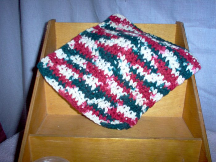 Country Christmas Handmade Crocheted 100% Cotton Washcloth by The Village Craftsmith