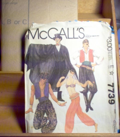 Men and Womens Magician Pirate and Genies Costume Sewing Pattern 1981 McCalls 7739 Uncut Unused