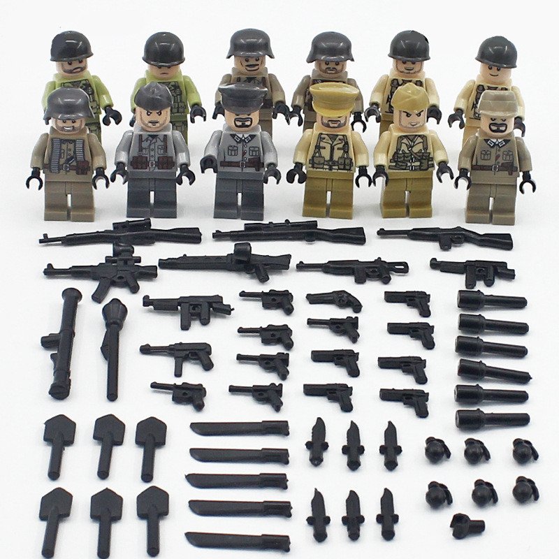 Jeep 12PCS Custom Mini Figures SWAT Army Military Soldiers Building Blocks
