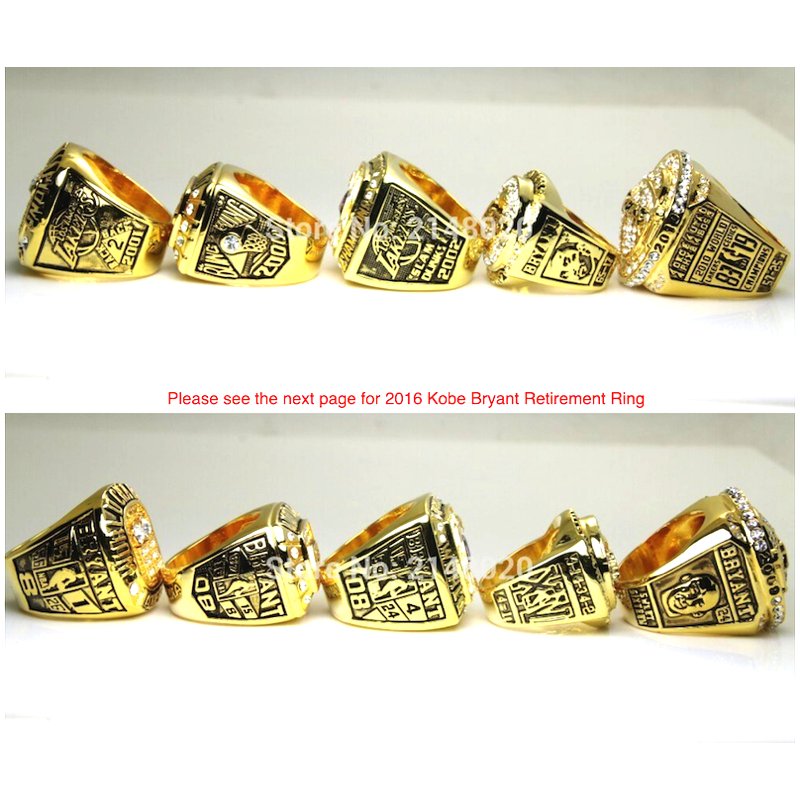 2000 2001 2002 2009 2010 2016 Kobe Bryant Championship Rings 6 PCs No Box