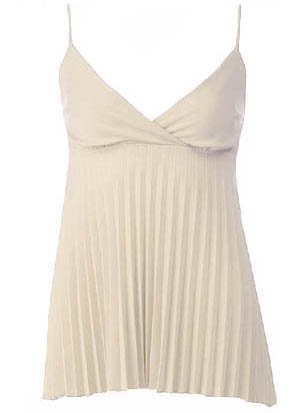 Trendy Sexy Classy Beige Pleated Camisole Babydoll Top - Medium