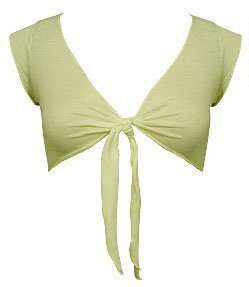 Trendy Mint Yellow Sheer Knit Tie Bolero Shrug - Small