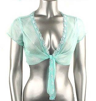 Trendy Floral Lace Beads Sequins Mesh Bolero Shrug - Large
