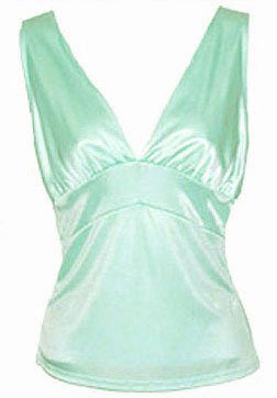 Sizzling Sexy Low Cut Mint Glam Sateen Ruched Top - Small