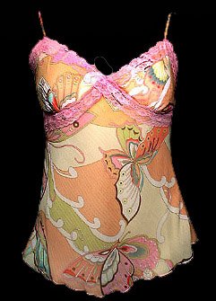 Sexy Eye-Catching Pink Floral Butterfly Cami Top - Small