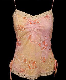 Sweet Orange Floral Watercolor Crochet Cami Top - Medium