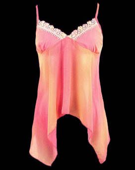 Sexy Sweet Orange Sherbet Chiffon Lace Babydoll Top - Small