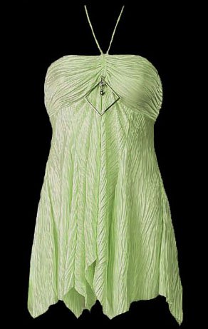 Flirty Green Crinkle Bandeau Babydoll Halter Top - Medium