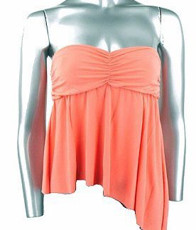 Flirty Sexy Peach Ruched Strapless Babydoll Top - Small