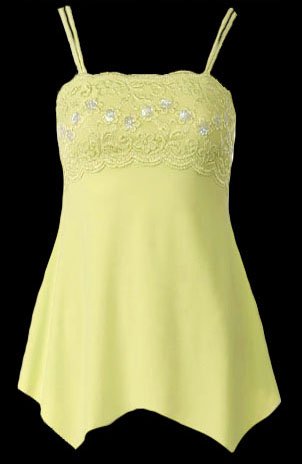 Yellow Lace Sequins Beads Camisole Top - Large