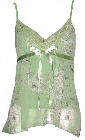 Romantic Dreamy Sexy Sage Floral Chiffon Babydoll Top - Medium