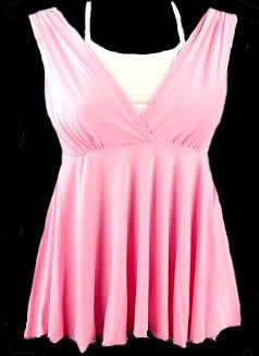 Unique Sexy Pink White Faux Halter Babydoll Tank Top - Small