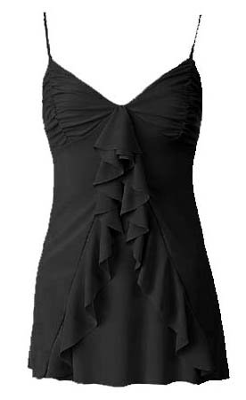 Flirty Sexy Black Ruched Ruffle Babydoll Cami Top - Small