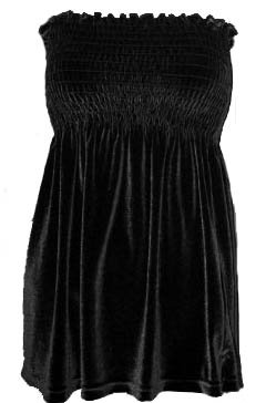 Sexy Self-Esteem Black Velvet Smocked Babydoll Tube Top - Medium