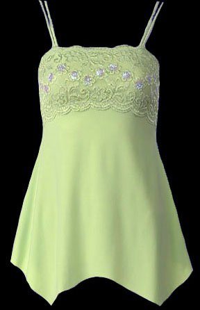Sage Lace Sequins Beads Camisole Top - Small