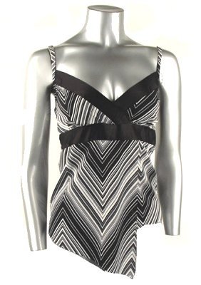Sexy Black & White Geometric Design Camisole Top - Small