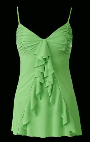 Flirty Sexy Lime Ruched Ruffle Babydoll Cami Top - Medium