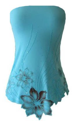 Sexy Exotic BlueLaser Cut Beaded Floral Tube Top - Small