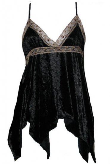 Captivating Vixen Black Crushed Velvet Babydoll Top - Medium