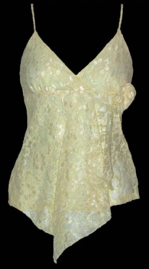 Feminine Sexy Soft Yellow Lace Babydoll Cami Top - Large