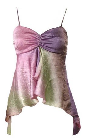 Sexy Pink Tie-Dye Crinkle Satin Babydoll Cami Top - Small