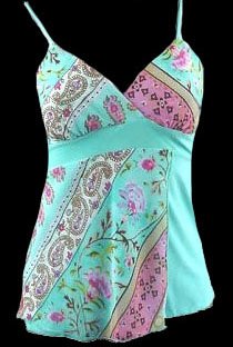 Vibrant Blue Boho Floral Georgette Cami Top - Small
