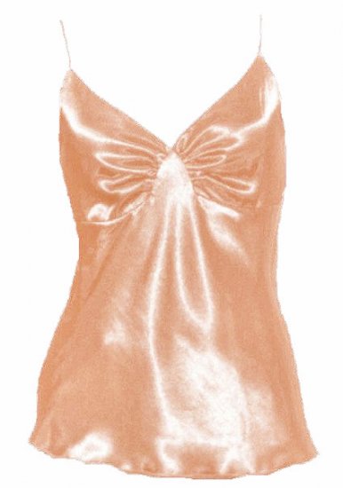 Sinfully Sexy Soft Peach Satin Ruched Cami Top - Small