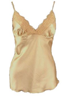 So Sexy Chic Gold Satin Lace Trim Camisole Top - Small