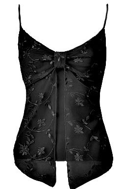 Black Floral Embroidered Mesh Flyaway Camisole Top - Medium
